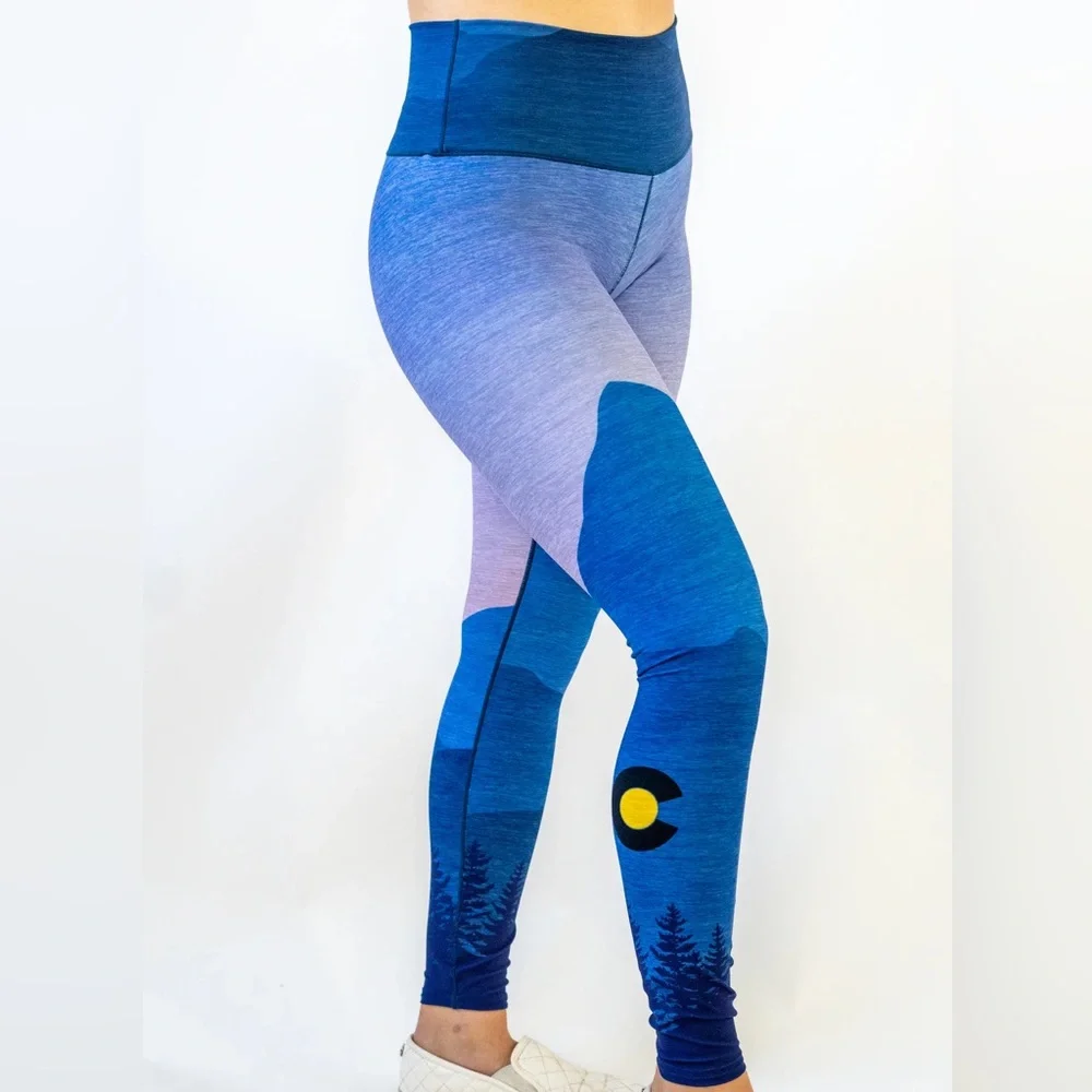 Colorado Threads Mountain Sunset Native Yoga Leggings